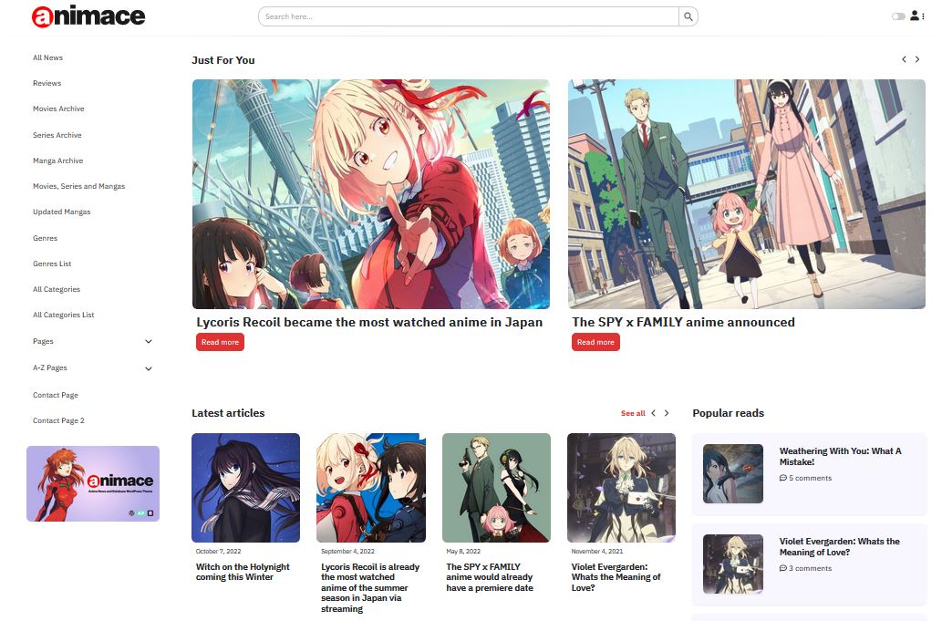Anime Website Concept  Webpage design, Wordpress website design