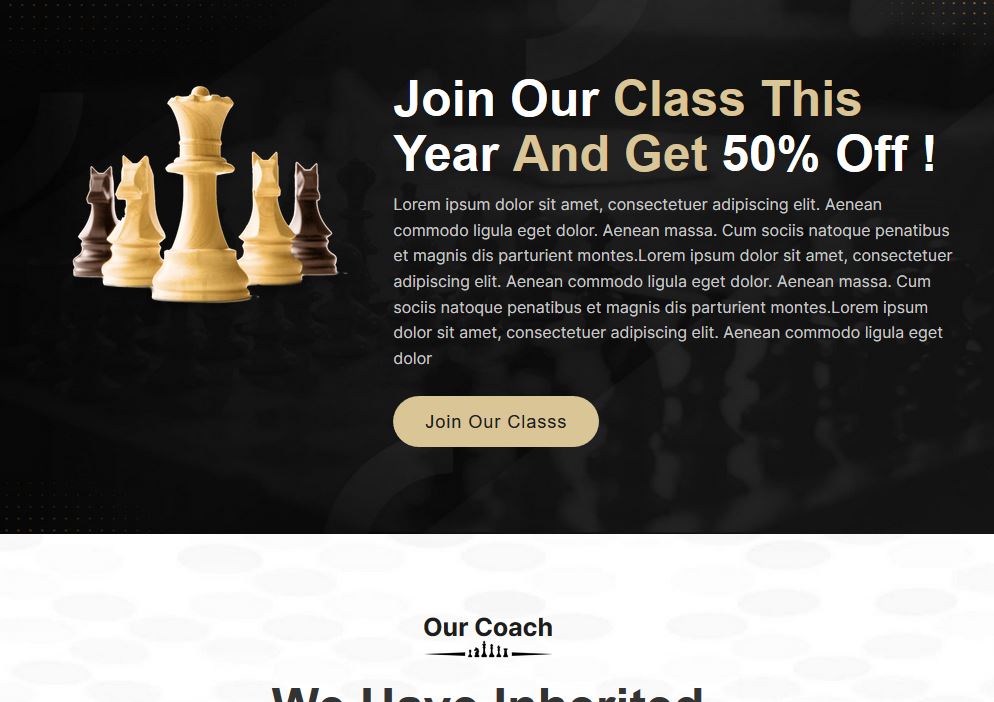 Chess Club Home Page Divi Layout by Elegant Themes